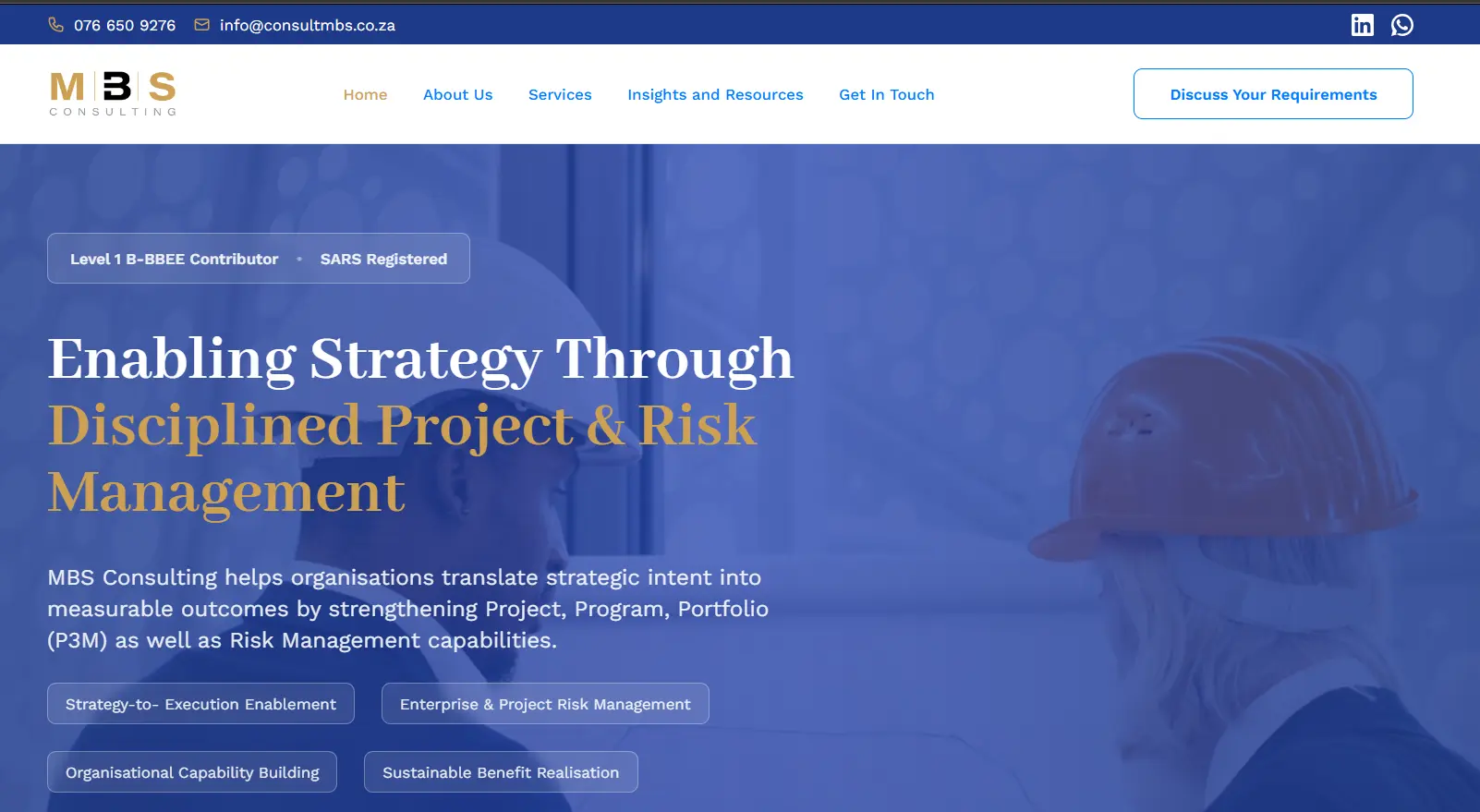 MBS Consulting website design preview
